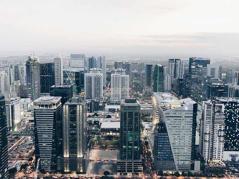 Aerial view of Metro Manila buildings