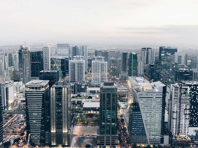 Aerial view of Metro Manila buildings