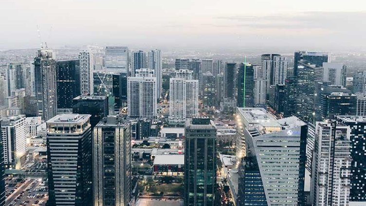 Aerial view of Metro Manila buildings