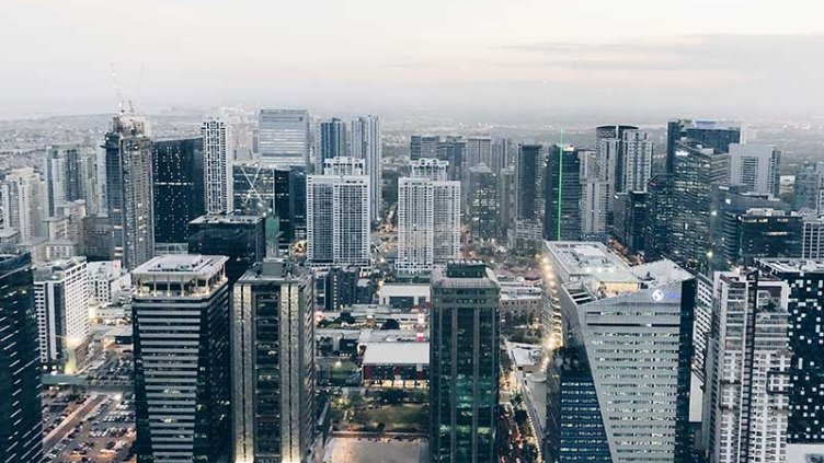 Aerial view of Metro Manila buildings