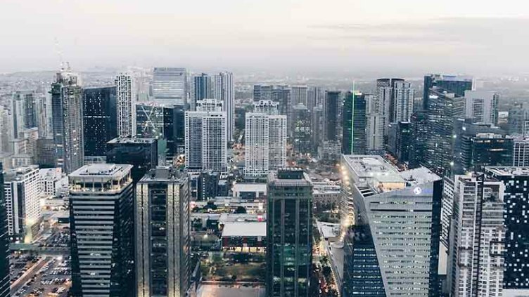 Aerial view of Metro Manila buildings