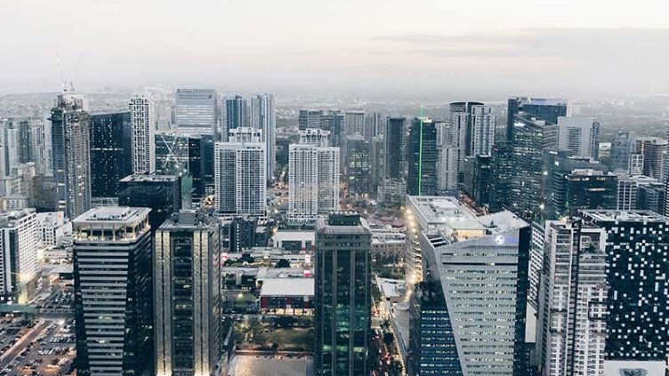 Aerial view of Metro Manila buildings