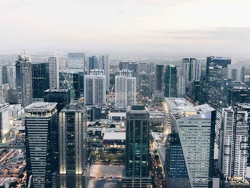 Aerial view of Metro Manila buildings