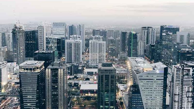 Aerial view of Metro Manila buildings