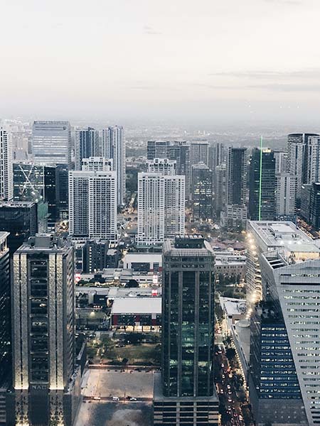 Aerial view of Metro Manila buildings