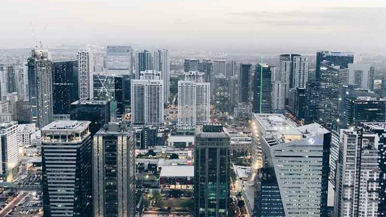 Aerial view of Metro Manila buildings