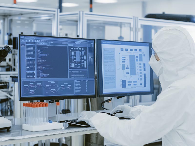 Man working inside a lab