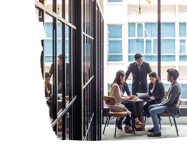 Business people talking in an office