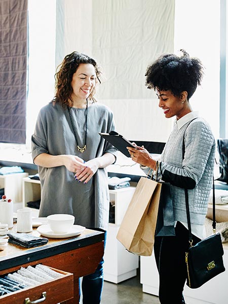 Women in retail shop