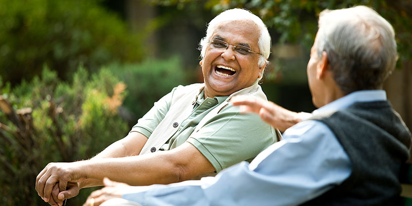 Two old men are enjoying the company