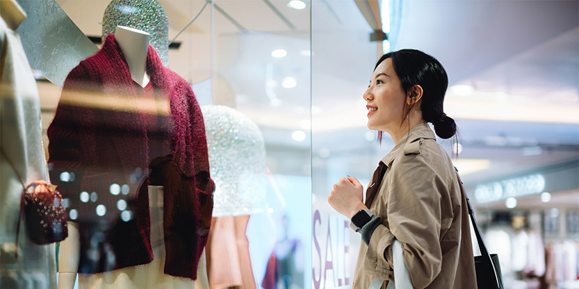 Women in retail showroom