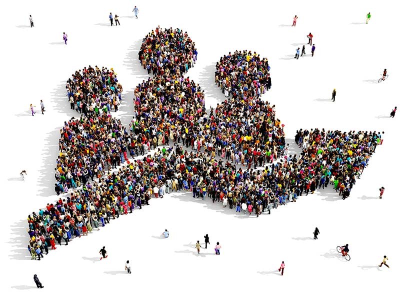 People forming growth symbol