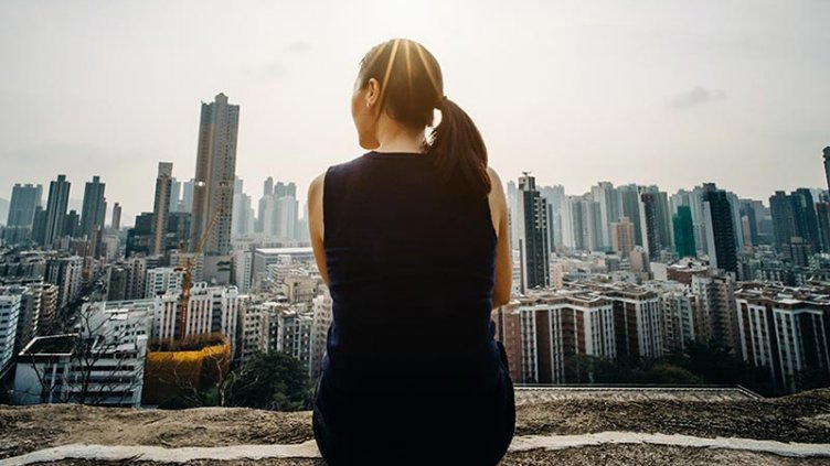 Women sitting and enjoying the city view
