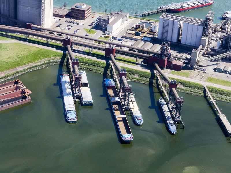 Aerial view of a sea port