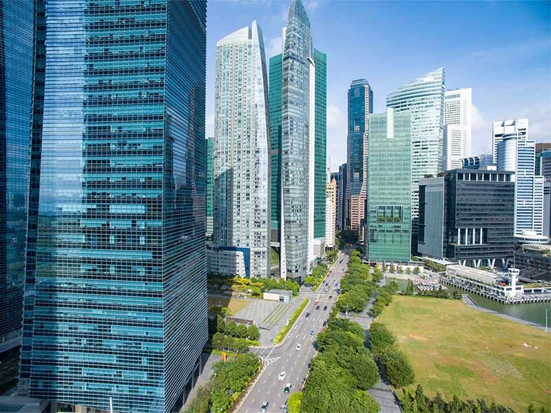 View of Skyscraper glass buildings