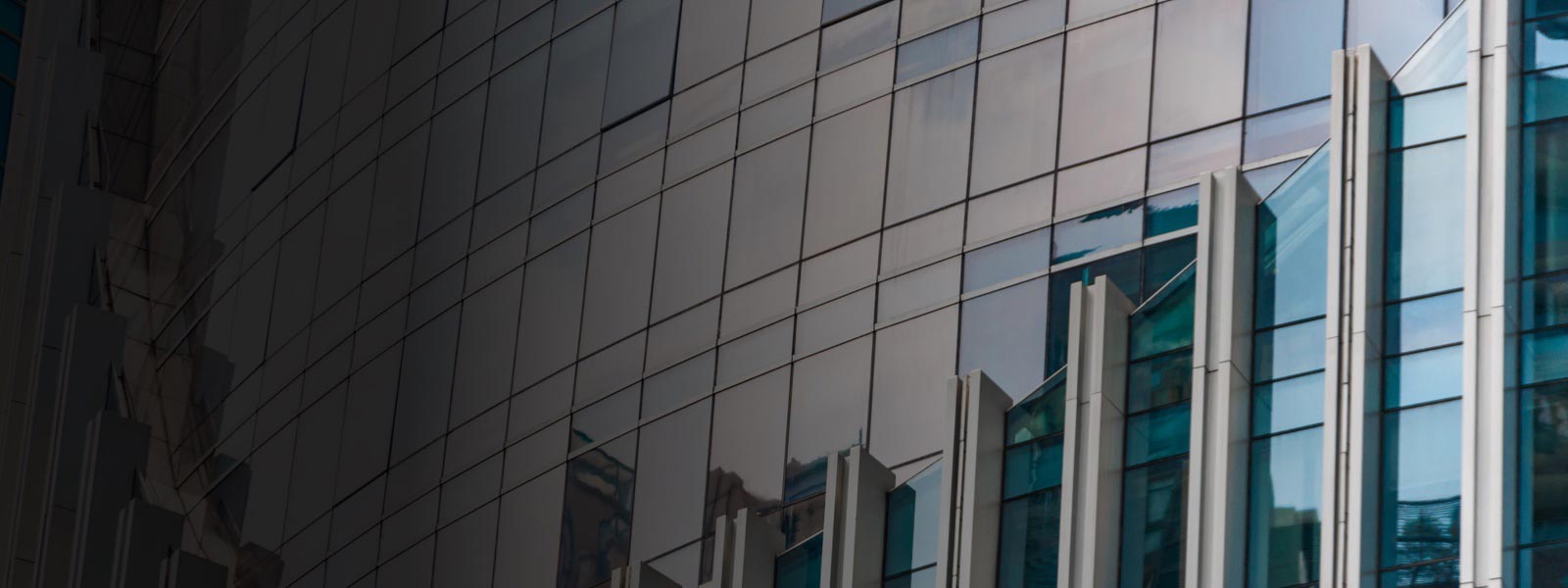 Exterior wall glass of modern city commercial building